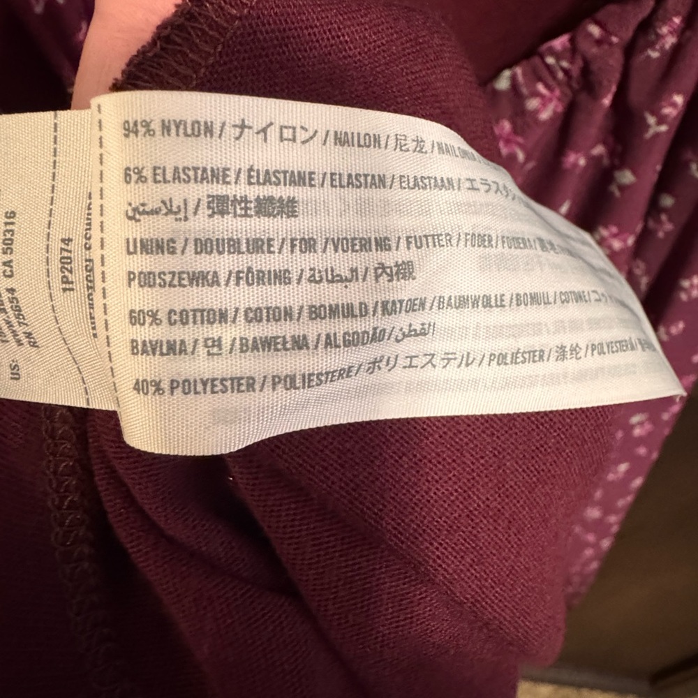 Abercrombie & Fitch Floral Burgundy Skater Dress Cross Back Large Cottagecore - Picture 5 of 8